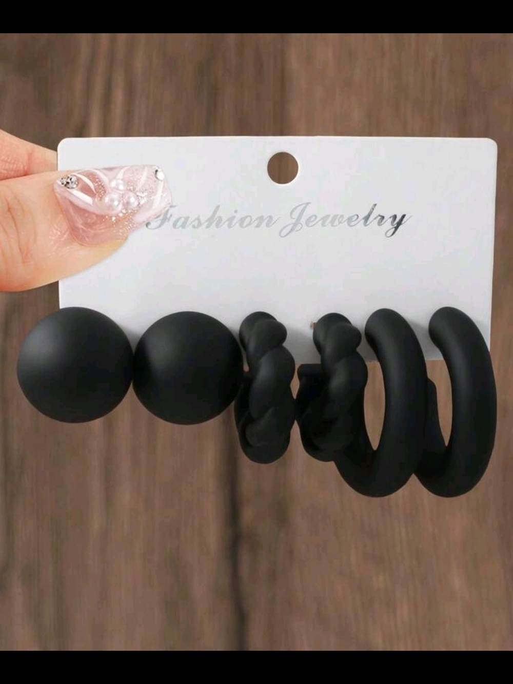 Fashion Jewelry Black Matte Hoop and Stud Earring Set